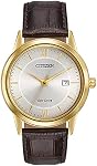 Citizen Men's Classic Eco-Drive Leather Strap Watch, 3-Hand Date