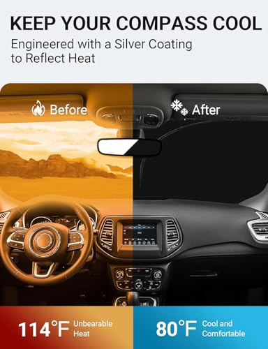 Image of Proadsy Custom Fit Jeep Compass 2017-2024 2025 2026 Windshield Sun Shade 4-Layer Foldable Front Sunshade Protector Sun Visor Blocks UV Rays Keep Car Cooler