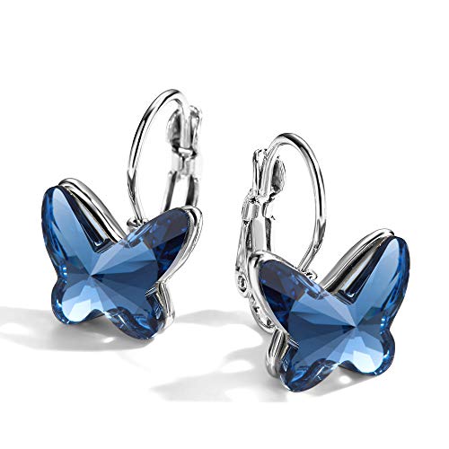 T400 Blue Purple Pink Crystal Butterfly Lever Back Earrings Birthday Gift For Women Teen Girls #TOP8