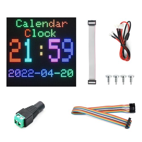 Waveshare RGB Full-Color LED Matrix Panel 3mm Pitch 64×64 Pixels 4096 Individual RGB LEDs Adjustable Brightness Compatible with Raspberry Pi