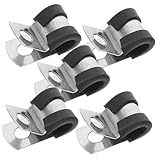 Mipcase 5 pièces Colliers de Serrage Inox R-type avec Bande Caoutchouc Pinces Durite Acie...