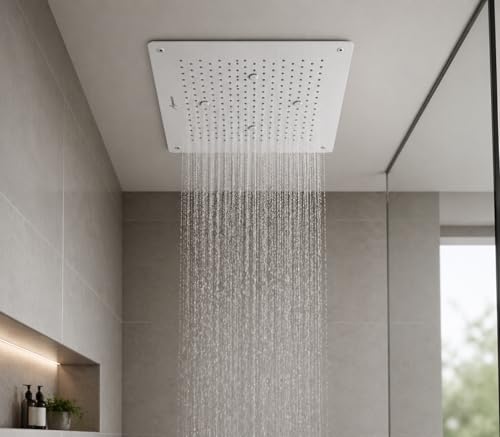 Image of Aquieen 2 inlet rain and mist shower SS304 Ceiling Shower (16 inch X 16 inch Rain + Mist)