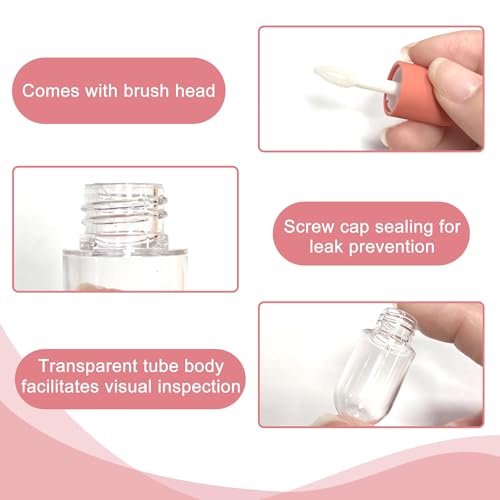 Image of 6 Pcs DIY Lip Gloss Making Kit, Empty Lip Balm Containers for Cosmetic Organization, Portable Lip Gloss Tubes for Travel and Makeup Storage, Refillable Lip Gloss Container Set
