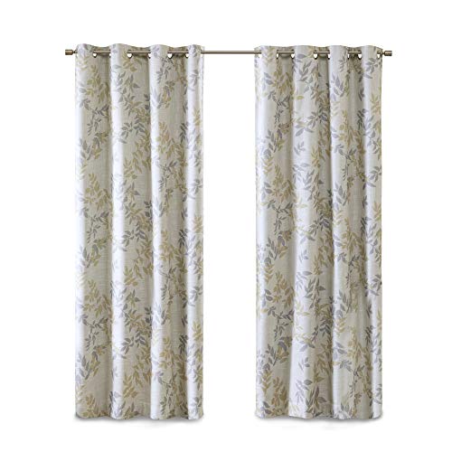 Sunsmart Julie Botanical Print Blackout, Casual Grommet Window Curtain For Bed Living Room Kitchen, Black, 1-Panel Pack, 50X84, Yellow #TOP4
