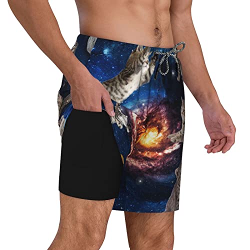 feelacle Mens Swim Trunks 9 Inch Inseam Board Shorts Beach Swimwear Bathing Suit with Compression Liner and Pockets