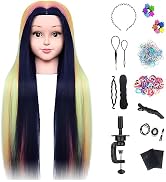Mannequin Head with Hair, Cosmetology Maniquin Training Head Dolls for Synthetic Fiber Long Hair ...