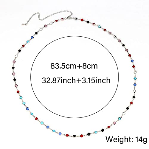 Waist Chains For Women, Gold Silver Belly Chains For The Waist Adjustable Beach Waist Beads Jewelry Body Chains For Women Girls 2 Packs (Colorful Crystals) #TOP5