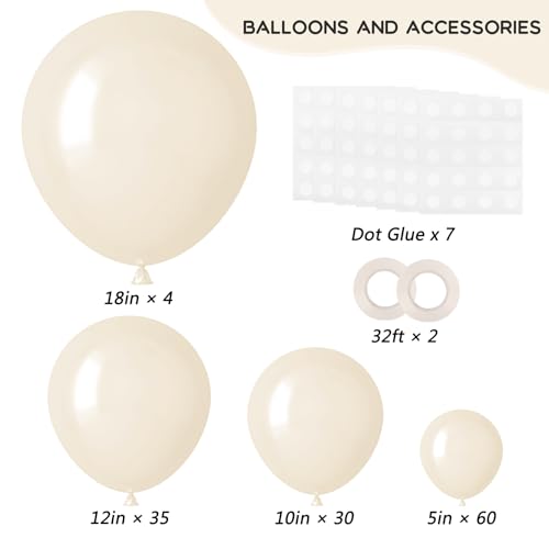 RUBFAC 129pcs Ivory white Balloons Different Sizes 18 12 10 5 Inch Latex Balloon Garland Arch for Party Decoration Birthday Gender Reveal Wedding Anniversary Baby Shower Party Supplies - Image 3