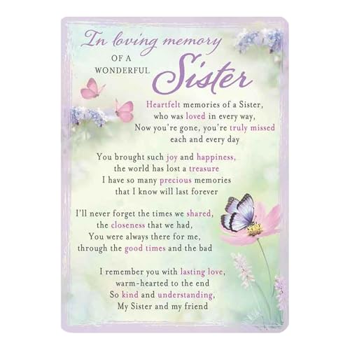 Image of Graveside Memorial Card Remembrance Verse Plastic Coated Grave Graveside Card - 120 x 165 mm - Wonderful Sister 0981