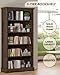 TVU 5-Tier Wooden Bookshelf, 65 Inch Tall Bookshelf with Storage, Floor Standing Modern Style Display Bookcase for Living Room, Office, Study Room, Entryway, Brown