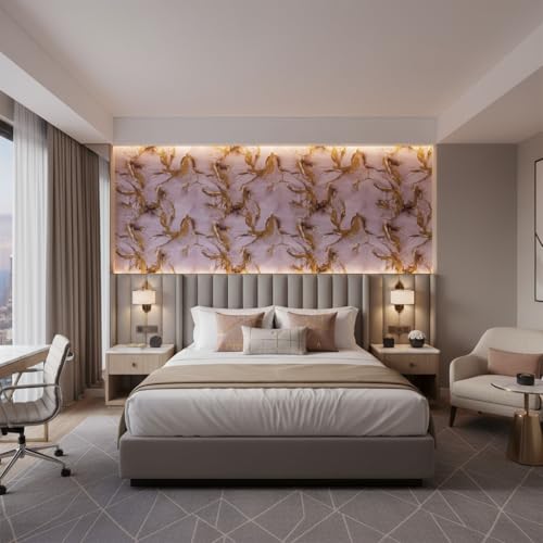 Image of VKR Waterproof Peel & Stick Wallpaper Roll | Removable Self Adhesive Vinyl Sheet for Kitchen Counter, Cupboards, Tables & Furniture Covering (Pink Gold, Pack of 1)