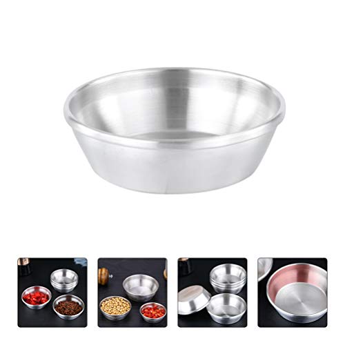 2 peças de pratos de molho de aço inoxidável da Hemoton, pratos redondos para temperos de sushi, pir