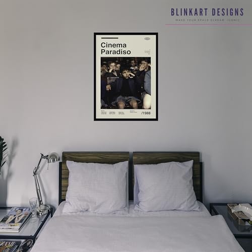 Image of BLINKART Cinema Paradiso Movie Poster Frame 8x12 Inch | Premium 300 GSM Paper Wall Print | Mid Century Vintage Film Artwork for Home, Bedroom, Living Room, Office | Framed Photo Decor