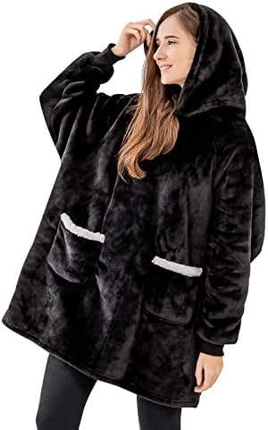Aisbo Wearable Blanket Hoodie Oversized - Extra Warm Sherpa Fleece Hooded Blanket Thick for Adult Mens, Taupe Fluffy Snuggle Blanket Hoody Sweatshirt Women Gift for her