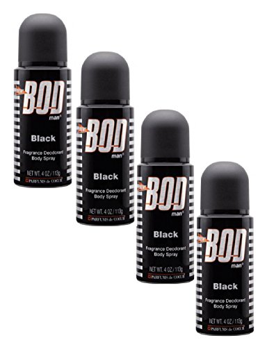 BOD MAN - DEODORANT BODY SPRAY- BLACK - PACKAGE OF 4
