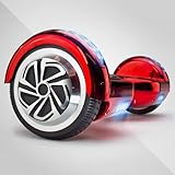 HUVTRAX Red Chrome Hoverboard | 2X the Ride Time. Latest Model w/Durable Aluminum Wheels (NOT Plastic). Built for Kids & Adults up to 220lbs with Bluetooth, Fun LED Lights, and Carrying Case