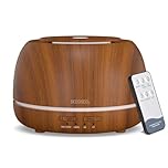 SEEDSEEL 300ML Essential Oil Diffuser with Remote Control,7 LED Colour Lights,4 Timer, Quiet,Ultrasonic Aromatherapy Diffuser for Bedroom, Living Room, Desk,Office