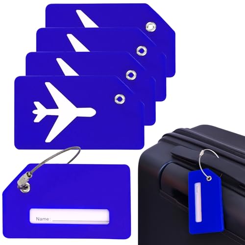HFZRZFH 5 Pack Blue Silicone Luggage Tags for Suitcases, Durable Travel Bag Tags with Stainless Steel Loop, Easy to Spot Baggage Tag Identifiers for Luggage, Backpacks, Cruise Ship Essentials