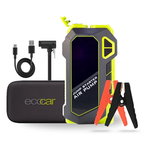 Ecocar - Avviatore di Emergenza Batteria per Auto e Barca - 4 in 1-20.000mAh - Compressore d’Aria - Booster, Torcia, Powerbank - Portatile