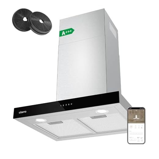 CIARRA CBCS6102 Klass A++ Spisfläkt 650 m³/h Återcirkulerande skorstensfläkt 60cm med 4 hastigheter Touch Control Köksfläkt i rostfritt stål med kolfilter