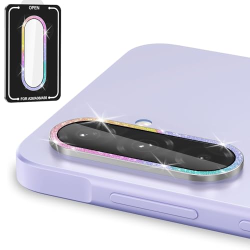 Zeking (2 Set for Samsung Galaxy A26/A36/A56 5G Camera Lens Protector, Glitter Bling Sparkly Metal Individual Ring [Installation Tray Alignment Kit] (Bling-Color) by Zeking - Used condition - US$4.59