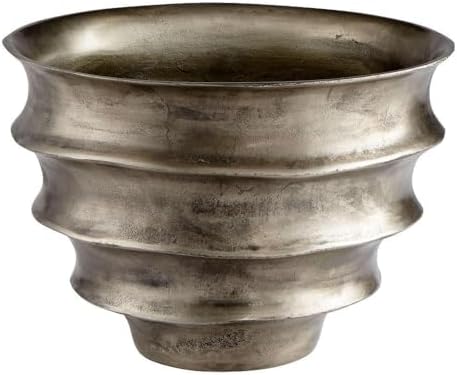 Cyan Design 10111 Spirula Aluminum Planter - Decorative Centerpiece for Home, Office, Wedding Planter with Pewter Finish - 11.5'' Tall