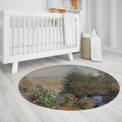 Tapete Redondo Estilo Claude Monet 3' Lavable Antideslizante