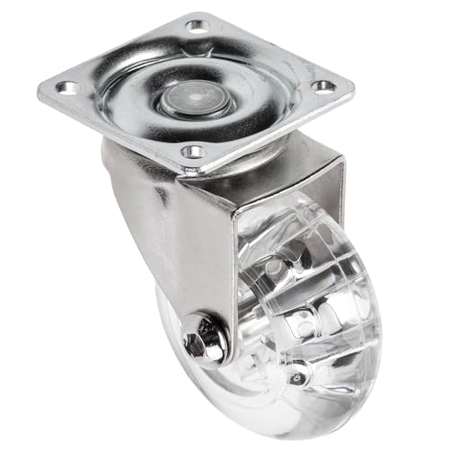 GTV - Möbelrollen BRAZIL, Lenkrollen, 4 Stück set Rollen für Möbel: 2x Rollen mit Bremse, 2x ohne Bremse, aus Stahl und Gummi, +16 konische Schrauben 4x17, Durchmesser: 50 mm, Farbe: Transparent