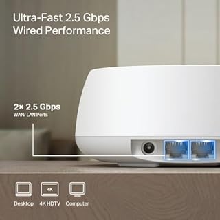 TP-Link Deco BE25 Lot de 3 réseaux Wi-Fi 7 BE3600 Mbit/s, 2 ports 2,5 G, routeur système maillé MLO, clients et serveurs VPN, amplificateur d'extension WiFi, réseau IoT privé, itinérance AI