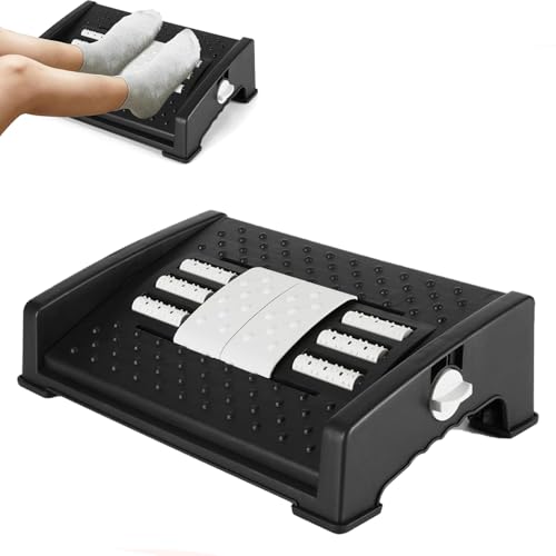 Image of Lucario Foot Rest,Adjustable Angle & 3 Different Height Positions Foot Rest Under Desk At Work, Foot Stool Under Office Desk. Footrest Foot Massage Roller, Chair Footrest Leg Rest(Lk-001)