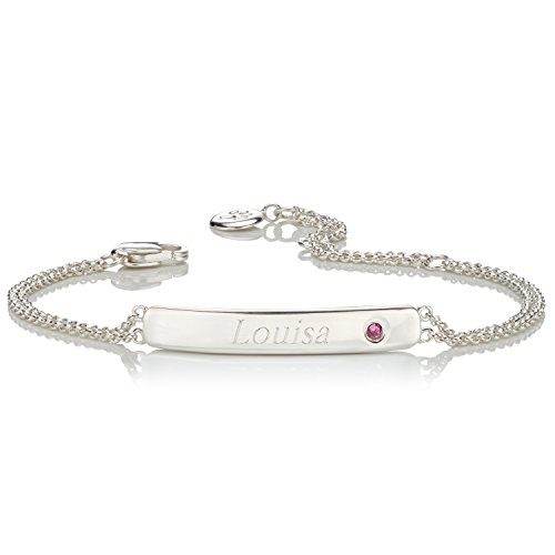 Molly Brown London Bracelet personnalisable en argent sterling avec pierre de naissance de juillet et pierre de naissance pour bébé fille, cadeau d'anniversaire et bijoux pour adolescente