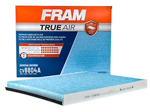 FRAM Automotive Replacement TrueAir Cabin Air Filter for Car Passenger Compartment Dual-Layered Filter (CV8804A), 2 Pack