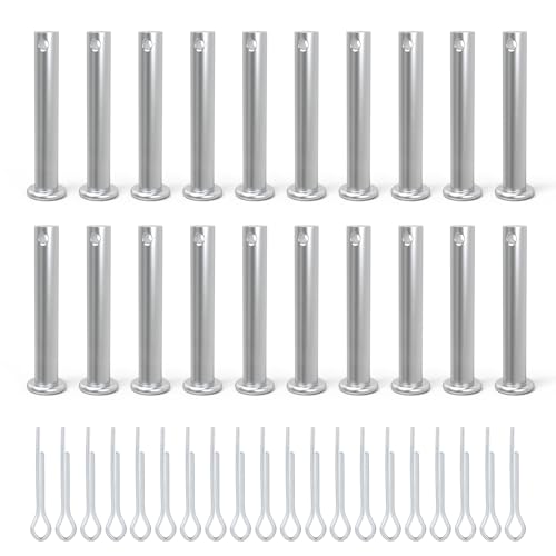 CPROSP 20 pezzi Unica foro Perni cerniera 8*50 mm & 20 Copiglie Set, Perni a Testa Piana in Acero Galvanizado, per Arredamento Installazione, Industriale, Fai-da-Te