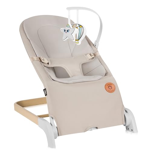 LIONELO LILAC - Balancín y tumbona para bebés de hasta 9 kg, 0 a 6 meses, 2 en 1, 2 juguetes, inclinación ajustable, arnés de 3 puntos, peso ligero, 3,2 kg, plegable