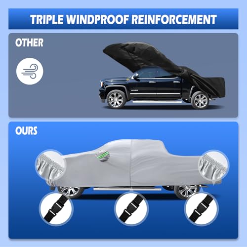 Image of Car Cover Fit for GMC Sierra 1500 Short Bed, Migaven Truck Cover Waterproof All Weather Full Exterior Cover Sun Rain Protection with Door Zipper