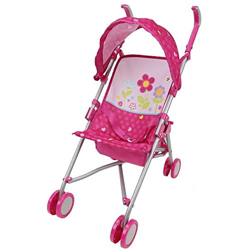 509 Crew Garden Doll Stroller - Kids Pretend Play, Retractable Canopy, Baby Doll Safety Harness, Storage Basket, Foldable for Easy Storage, Fits Dolls up to 24\", Kids Pretend Play Ages 3+ (T709027)