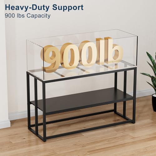 Image of 55-75 Gallon Fish Tank Stand, Aquarium & Terrarium Stand for Home Office | Dual-layer design to hold aquariums and terrariums.Overall dimension is 48.4 inchx19.7 inchx31.5 inch with 900LBS load capacity
