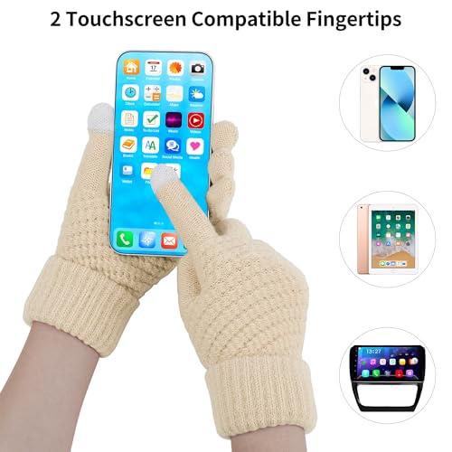 Apoway 5 in 1 Winter Set Include Knitted Pom Pom Beanie Hat Scarf Gloves Facemask and Earmuffs for Women Men4