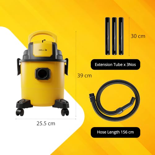 Image of IBELL AEROVAC150 Wet & Dry Vacuum Cleaner 1200W, 18kPa Powerful Suction, 15L Large Capacity, 4-in-1 Vacuum with Blower Function, Reusable Washable Filters (Yellow)