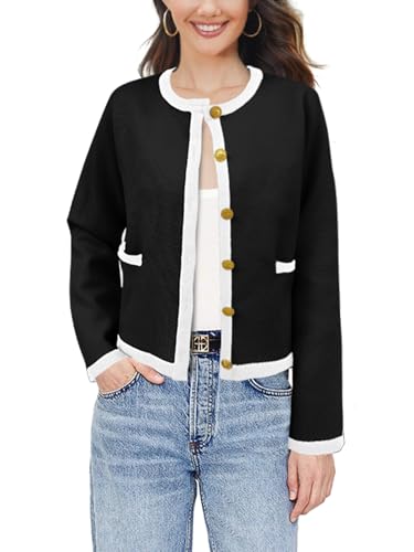 Image of SuperPrity Cardigan Sweaters for Women Long Sleeve Button Down Cropped Knit Coat Jacket with Pocket 2024 Fashion Fall Outfits