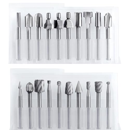 Bits à sculpter sur bois HSS SPEEDWOX 20 pièces avec tige de 3mm pour outils rotatifs de bricolage