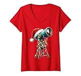 Photo Gallery donna telescope astronomy astronomer christmas hat christmas maglietta con collo a v Photo Gallery donna telescope astronomy astronomer christmas hat christmas maglietta con collo a v