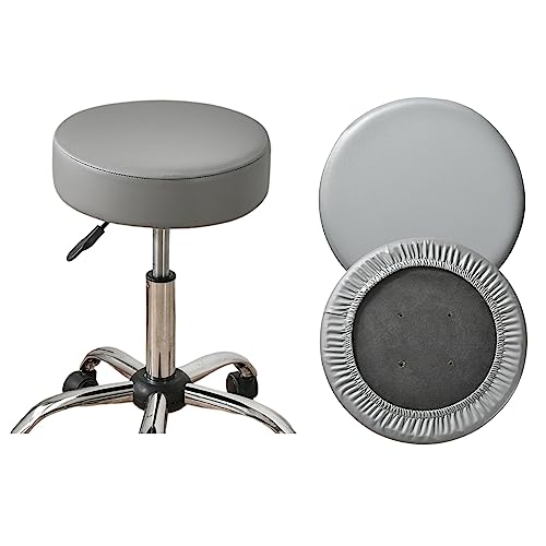 HAOYONG Round Bar Stool Covers Set of 4 Waterproof PU Barstool Seat Covers Stretch Barstool Slipcovers Bar Chair Covers with Non Slip Bottom for 12-15 Inch (Grey, Set of 2)