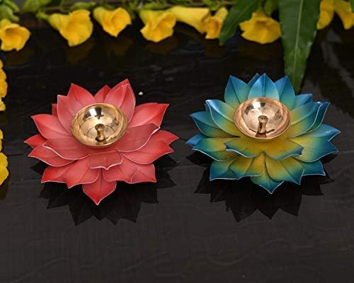 phareLamp Presents Diya for Puja Home Decoration Item Gift, Lotus Brass Diyas Oil Lamp Pooja, Diwali Gifts (Set of 2) #A120