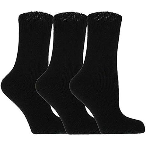 3x Pairs of Ladies Girls Quality Internally Brushed Winter Thermal Socks by ProHike/UK 4-8 Eur 37-42 (Black) Cover