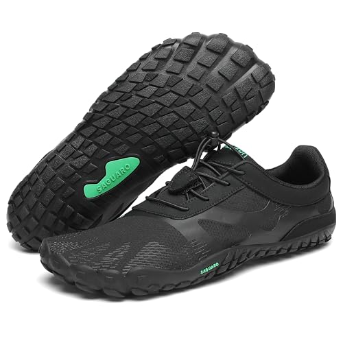 {Zapatillas de Running para Hombre Mujer Zapatillas de Running SAGUARO Zapatilla Minimalista Hombre Zapatillas de Trail Running Mujer Zapato Descalzo Negro Oscuro 41 EU