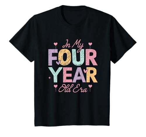 Tenue de 4e anniversaire pour jeunes avec inscription « Cute In My Four Year Old Era Party » T-Shirt