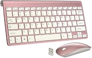 Cubeplug Wireless Keyboard and Mouse Combo Whisper-quiet Compact Keyboard Mouse- Pink [KM07]