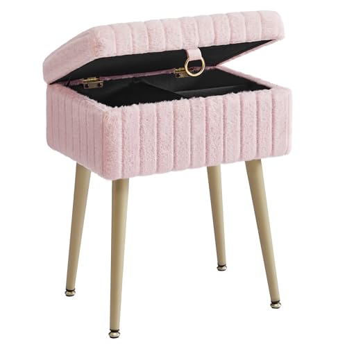 Catálogo de Otomanas y reposapiés disponible en línea para comprar. 45 SONGMICS ULOM505SZ02 - Taburete de Maquillaje, reposapiés otomano, Patas de Metal, pies Ajustables, para Sala de Estar, recámara, Sala de Maquillaje, Color Rosa gelatina
