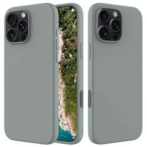 Image of FIRST MART Silicone Back Case for iPhone 16 Pro, Soft-Touch Phone Back Cover for Apple iPhone 16 Pro - Dark Gray
